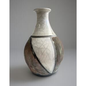 Studio Pottery RAKU Vase BOB MOHR Signed Rustic Decorative Southwest 8"